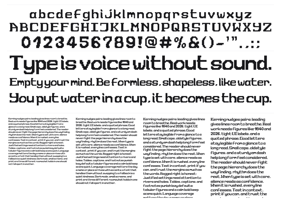 Her Mana Two specimen sheet