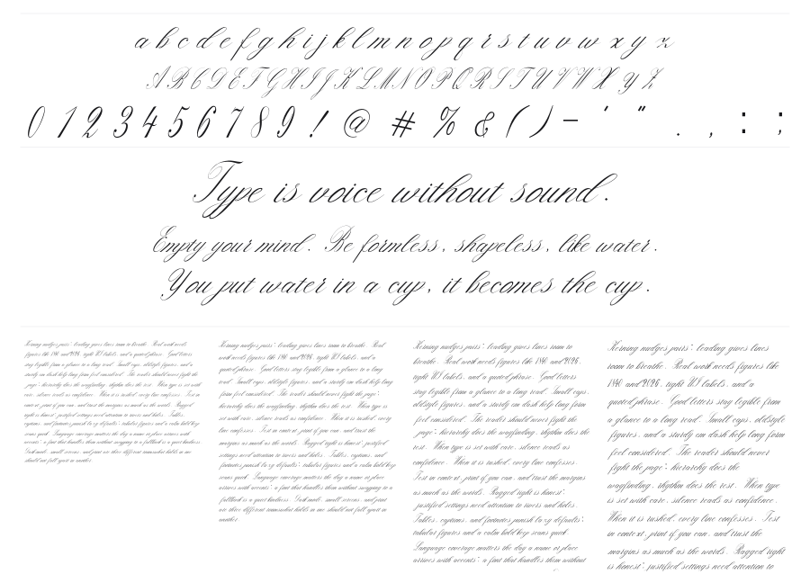 Bridget specimen sheet