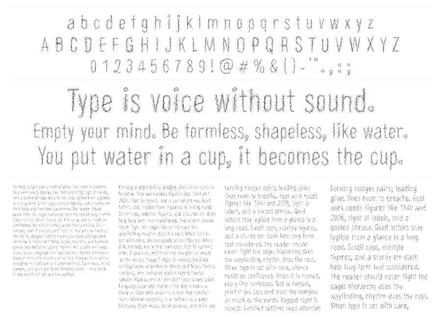 Aramayka specimen sheet