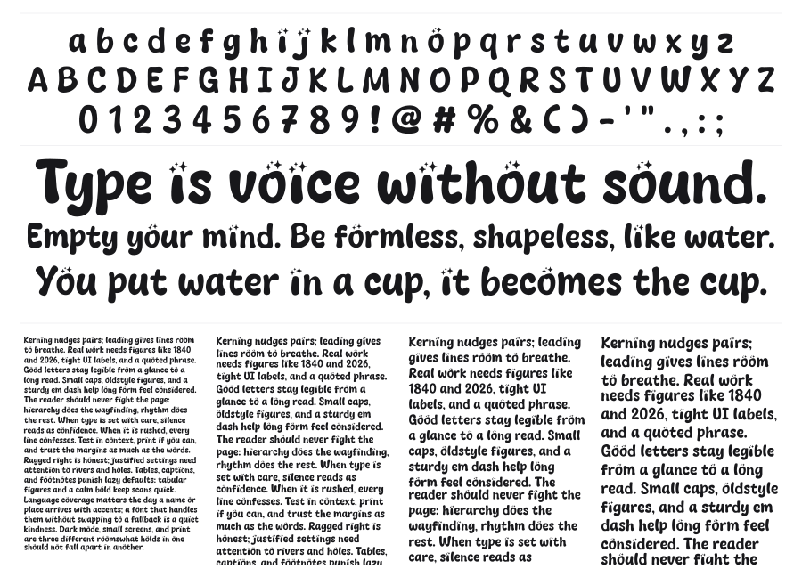 Welcome Magic specimen sheet