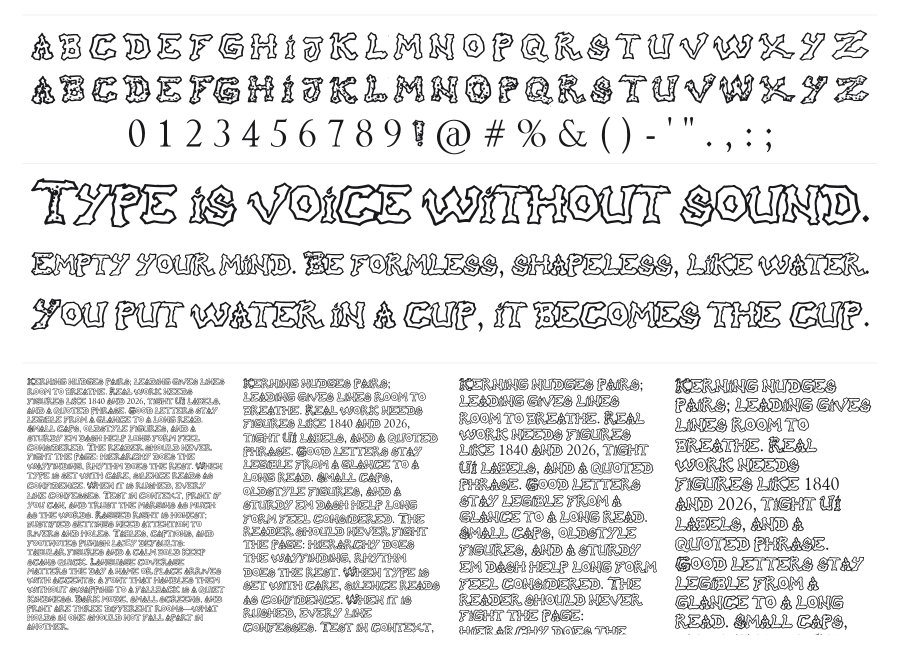 Raslani hO oH! specimen sheet