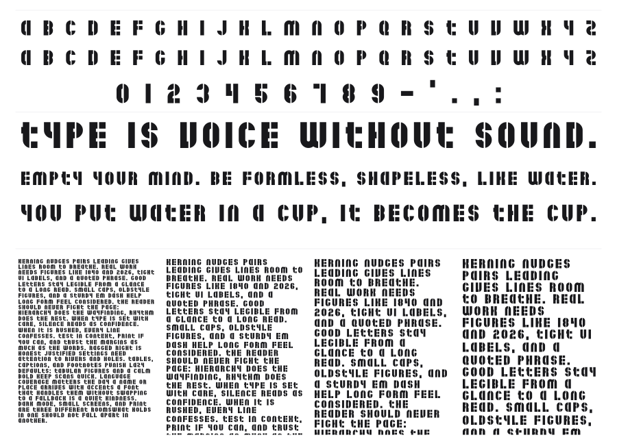 Sunfonts Stencil specimen sheet