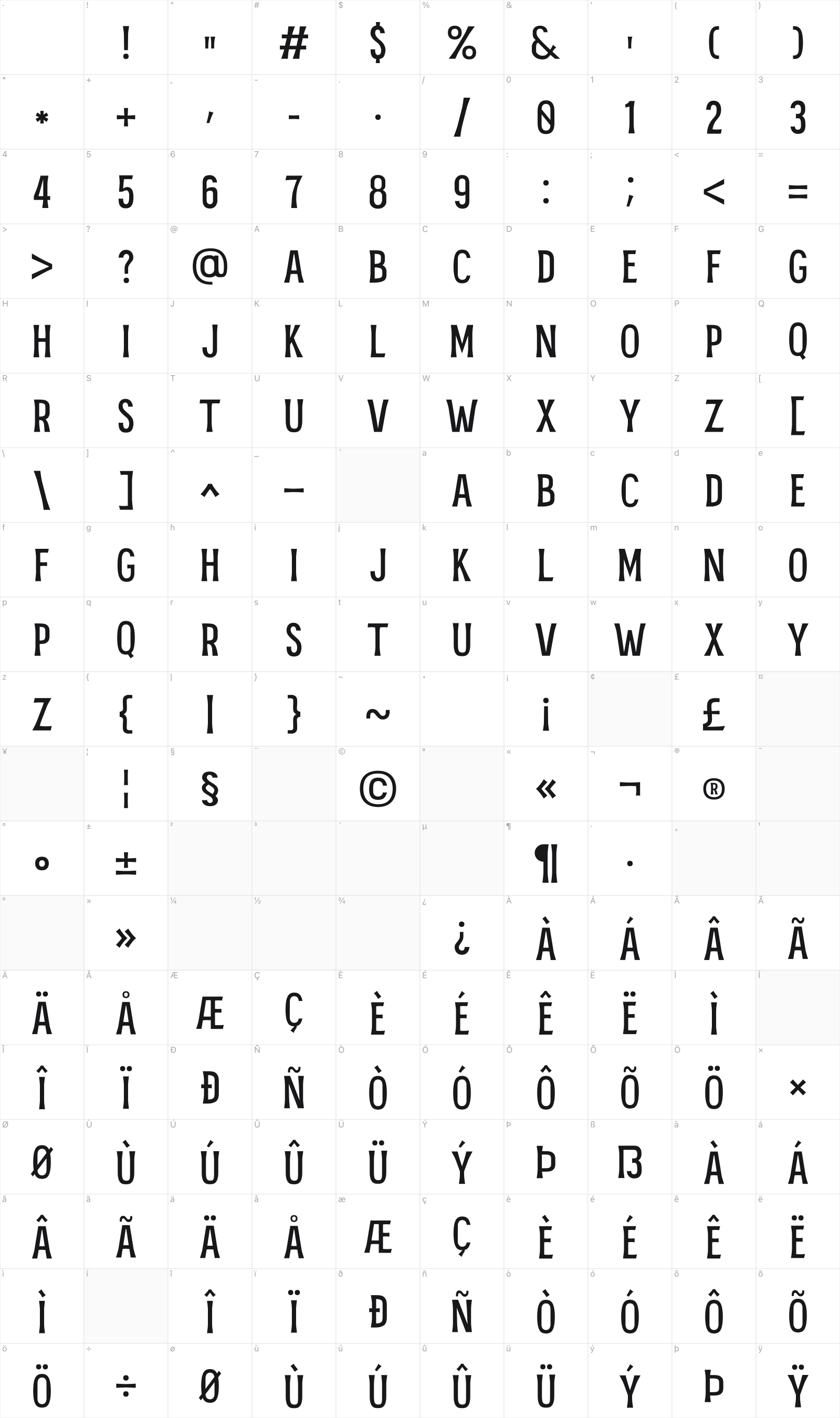 MRK Maston glyph table