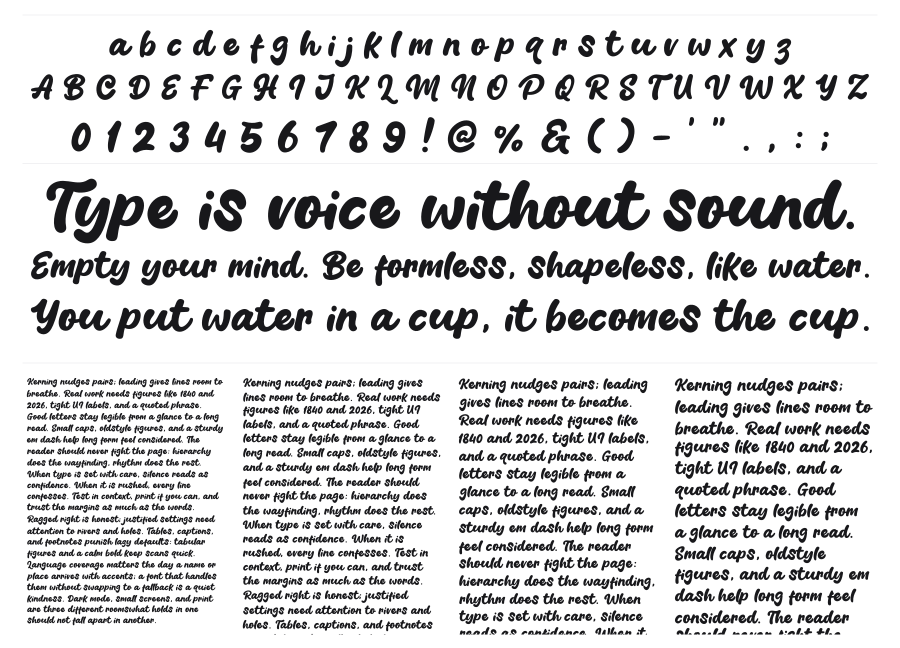 Blang Yellow specimen sheet
