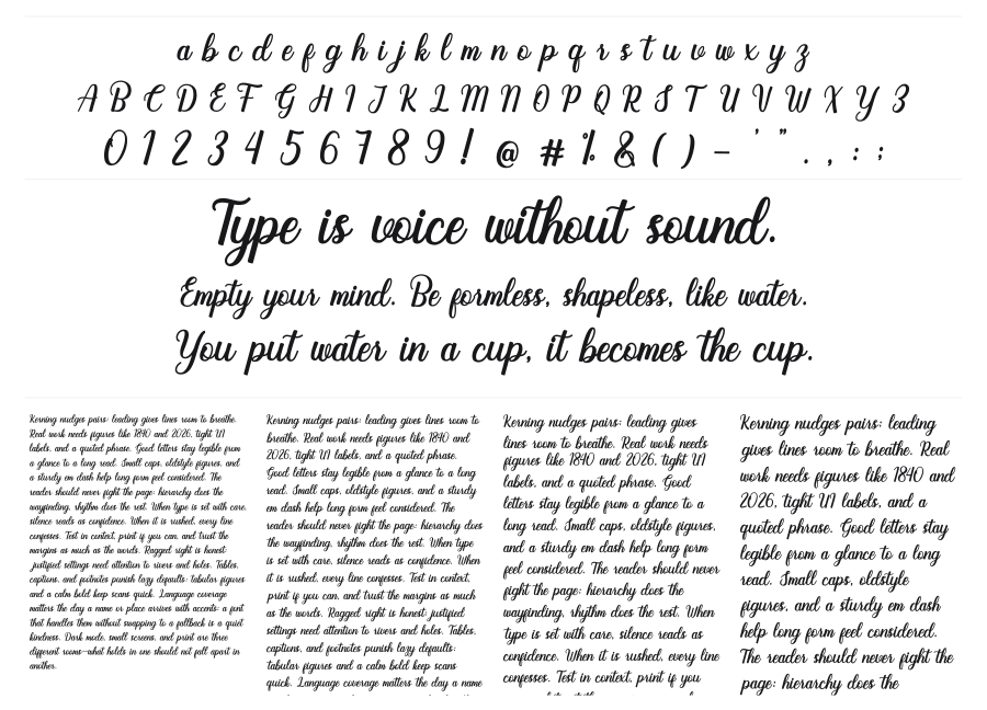 Romantic Momen specimen sheet