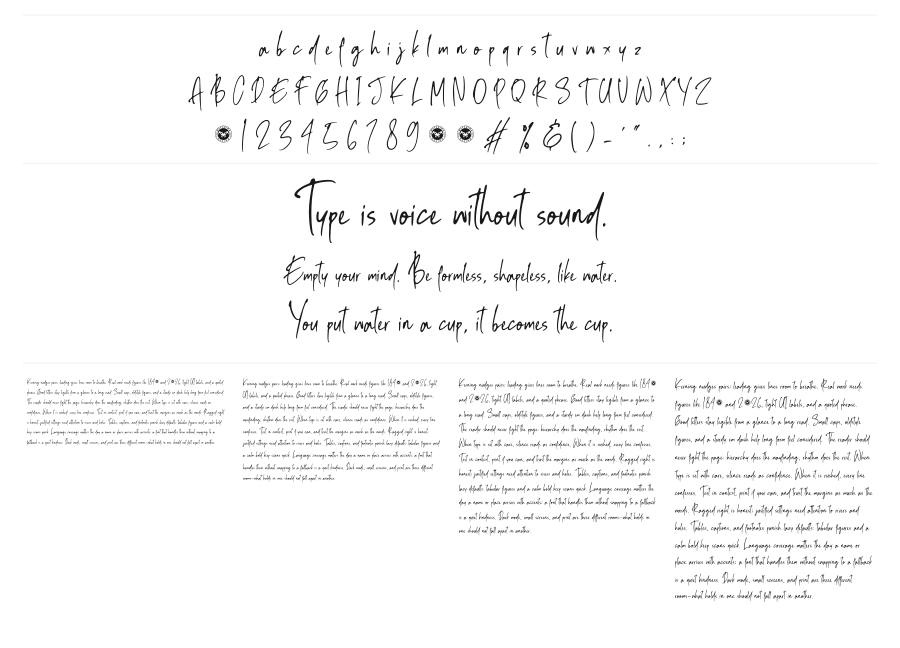 Ballpoint Rush specimen sheet