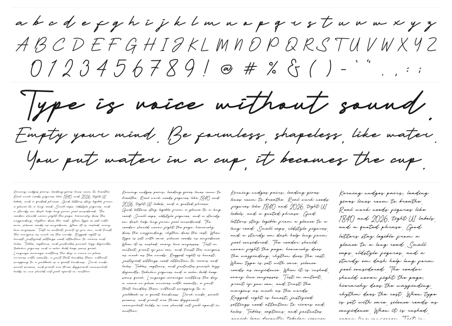 Farah Shanum Script specimen sheet
