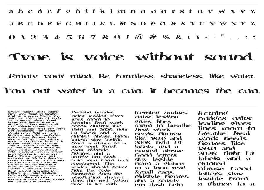 Troubled Genius specimen sheet