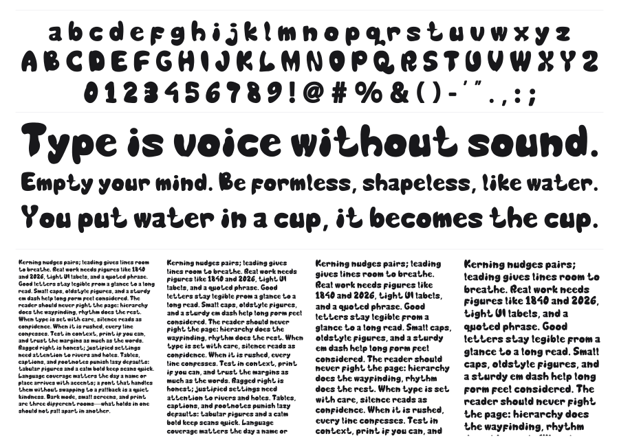 Bobba specimen sheet