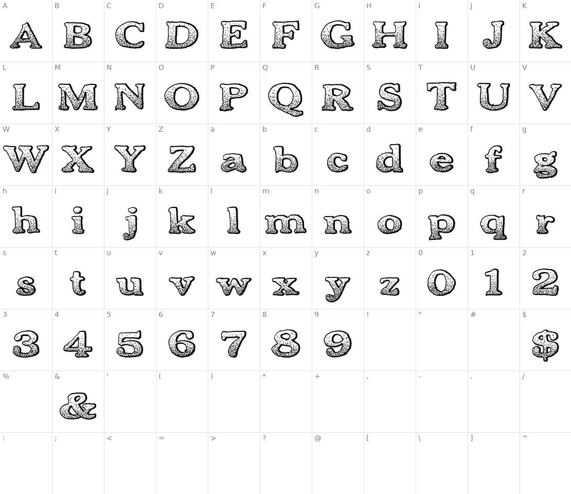 Character set for Bold Drink