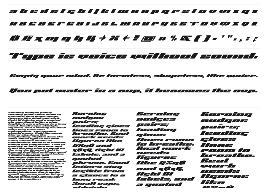 Octavus specimen sheet