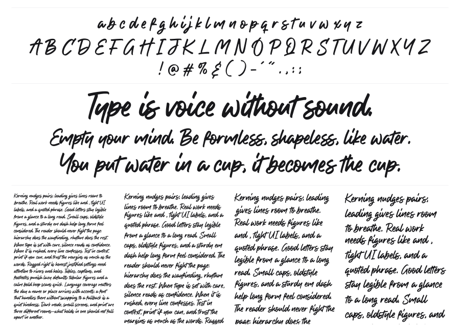 Handkick specimen sheet