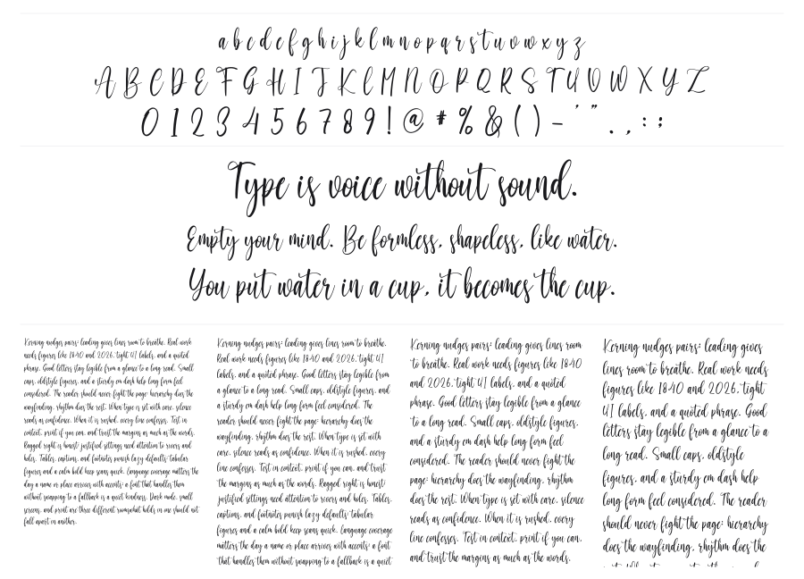 Amanda Enchanting specimen sheet
