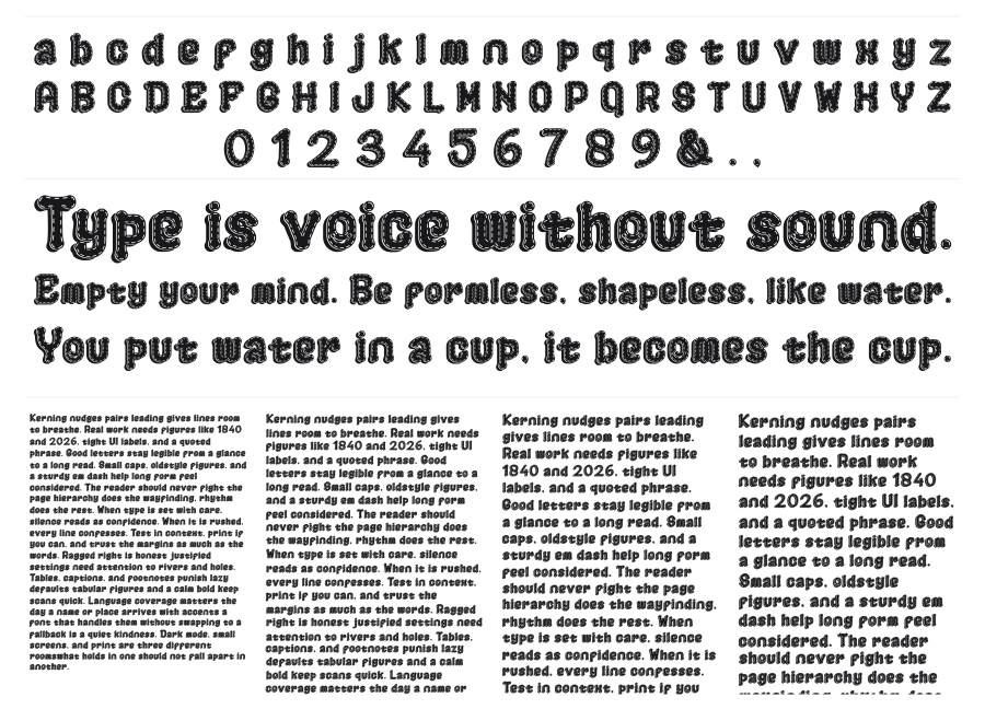 Playground specimen sheet