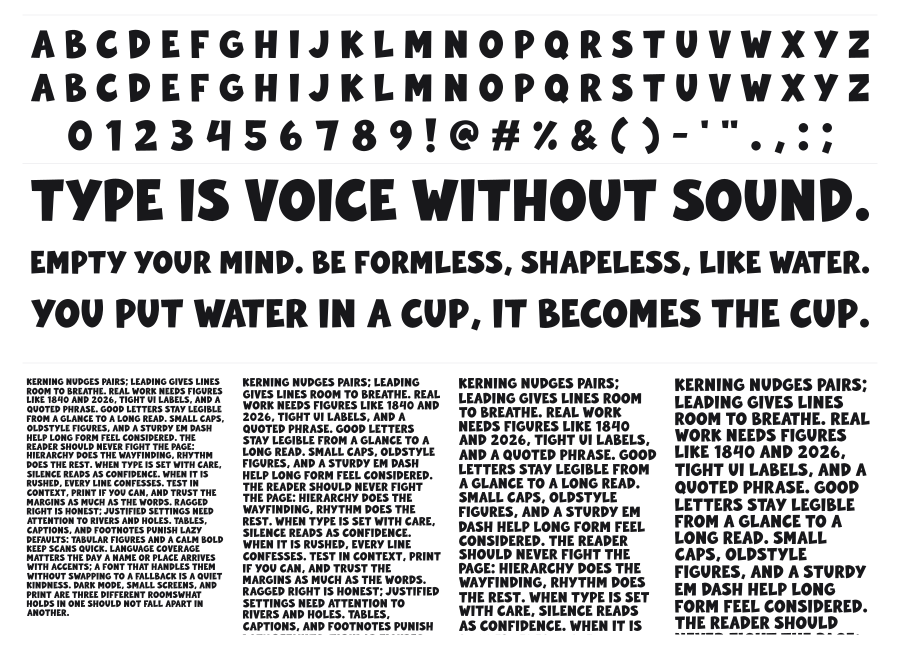 Bold Marker specimen sheet