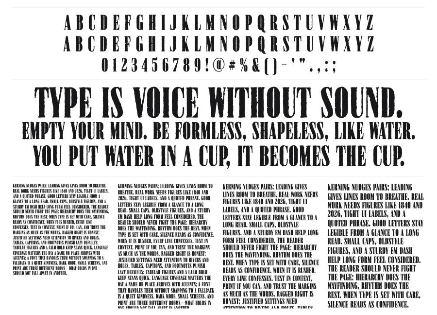 Cralter Serif specimen sheet