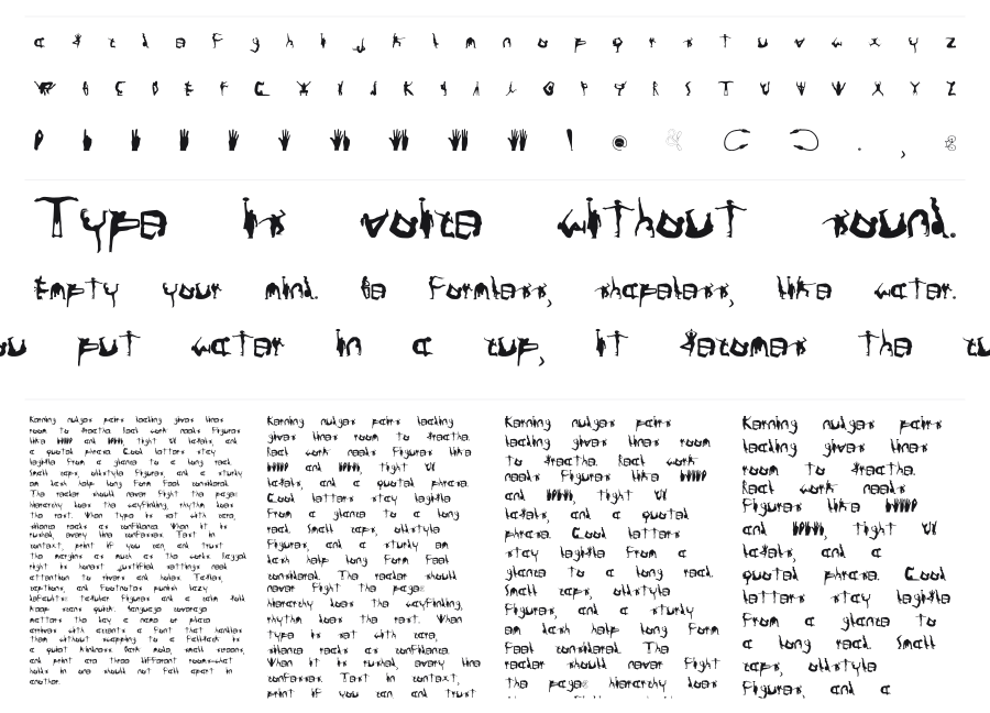 Silhouttes specimen sheet