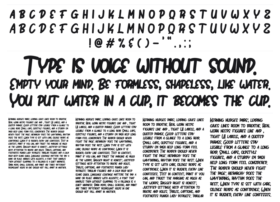 Bomb Da Gone specimen sheet