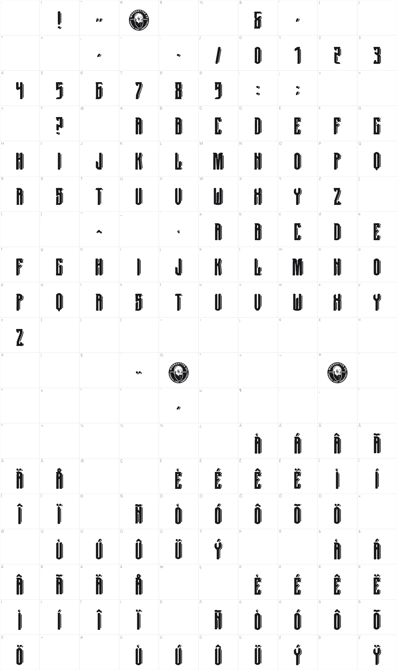 España Imperial glyph table