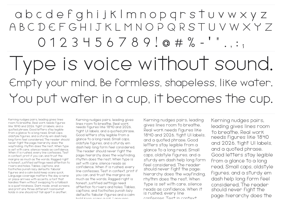 Doubt specimen sheet
