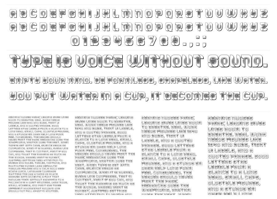 Espace specimen sheet