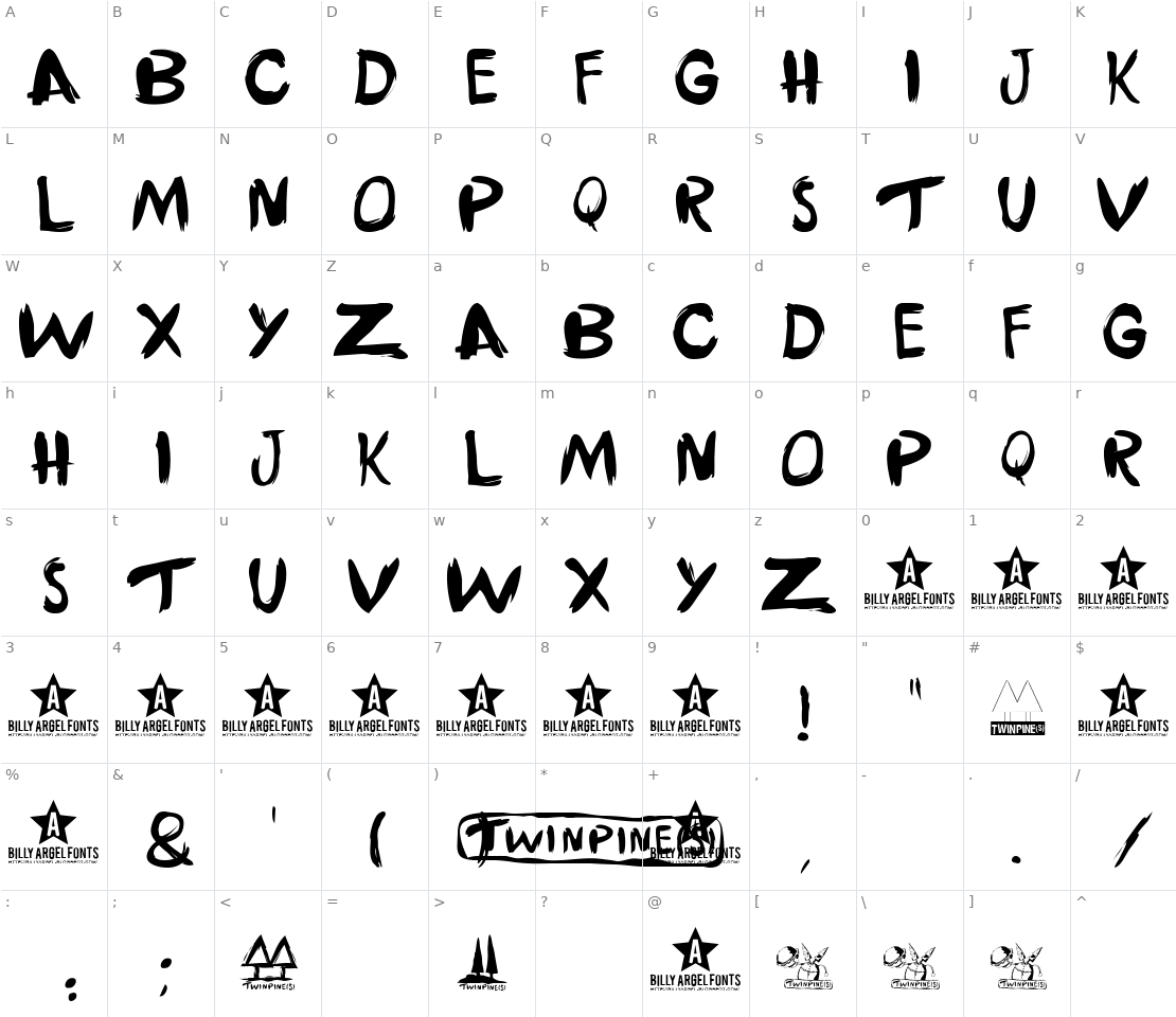 Character set for Twinpines