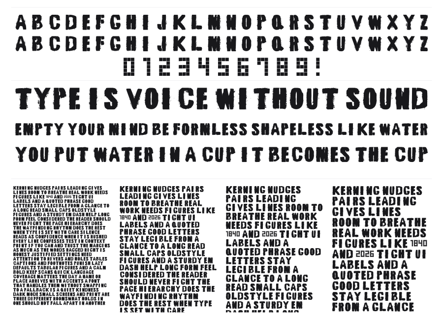 No More Hero specimen sheet