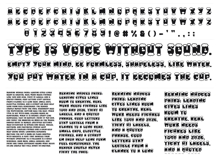 Retro Snow specimen sheet