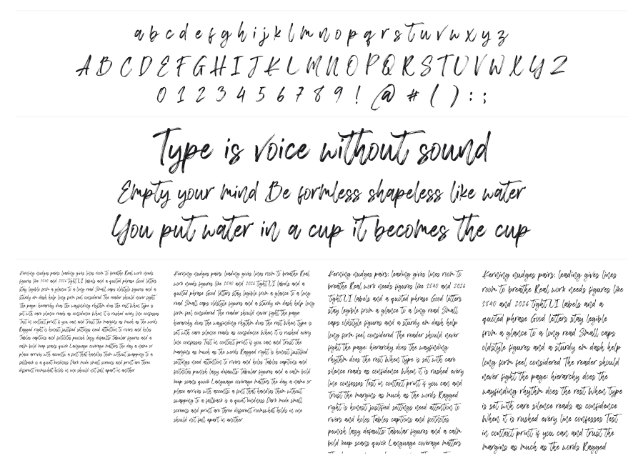 Chelistine Script specimen sheet