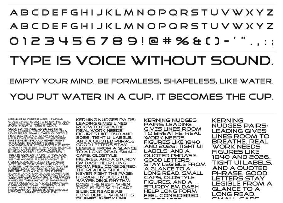 Good Times specimen sheet