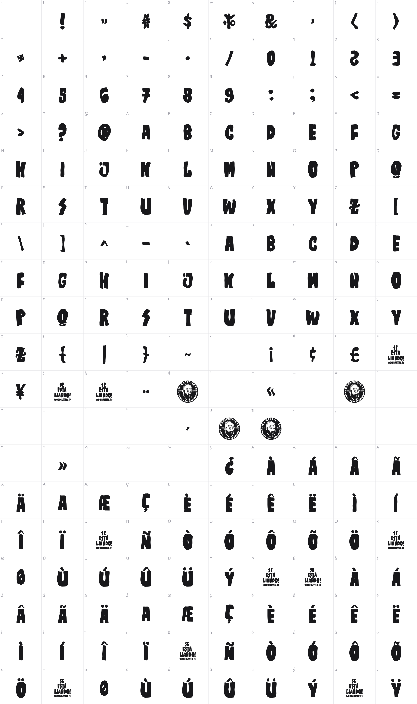 Se está lianado! glyph table