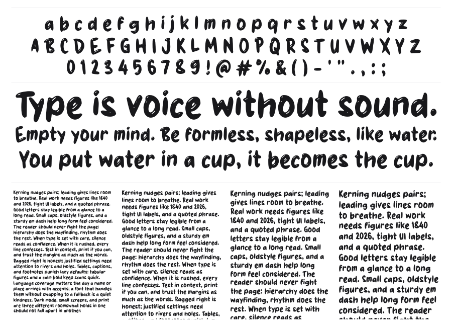 j Juico specimen sheet