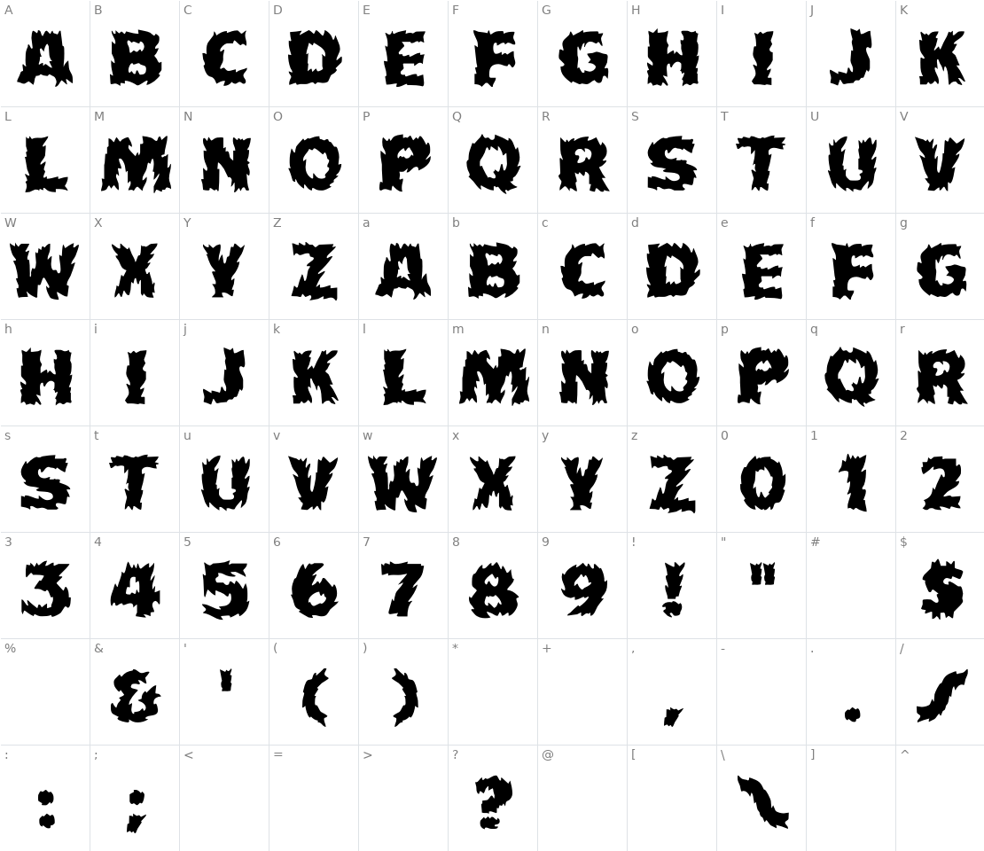 Character set for HFF Fire Dancer