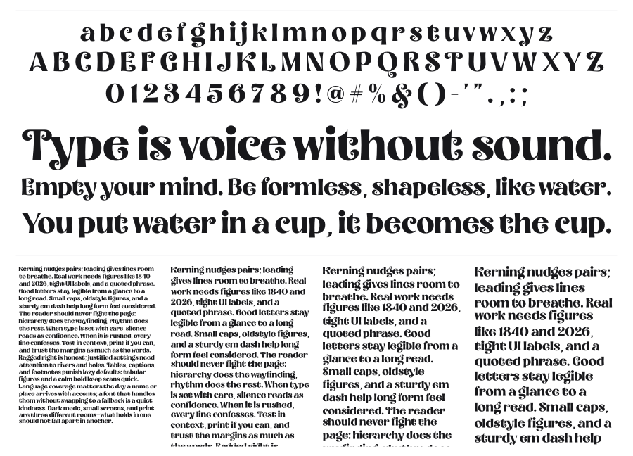 Bonello specimen sheet