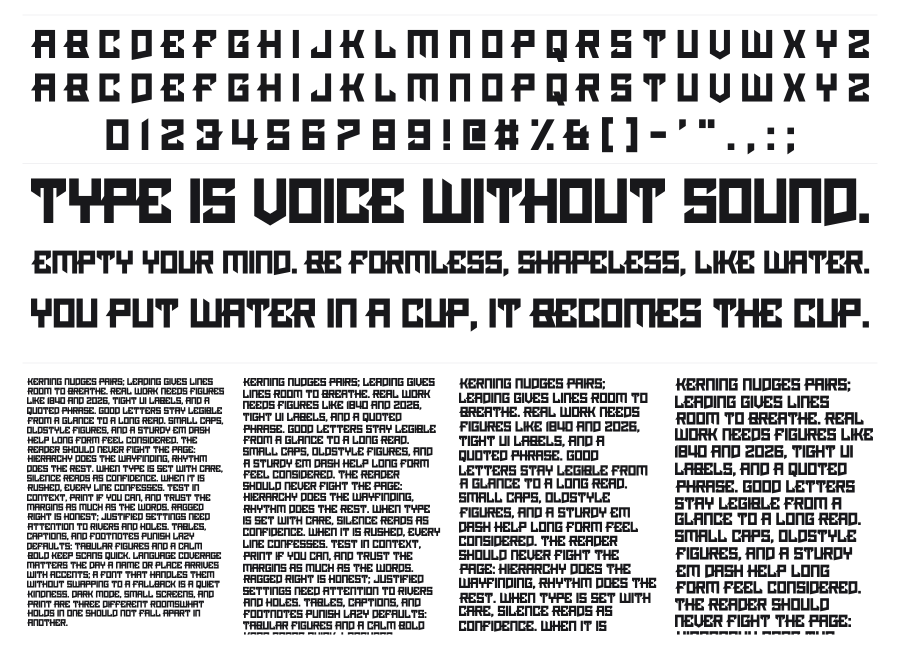 Pimlico specimen sheet