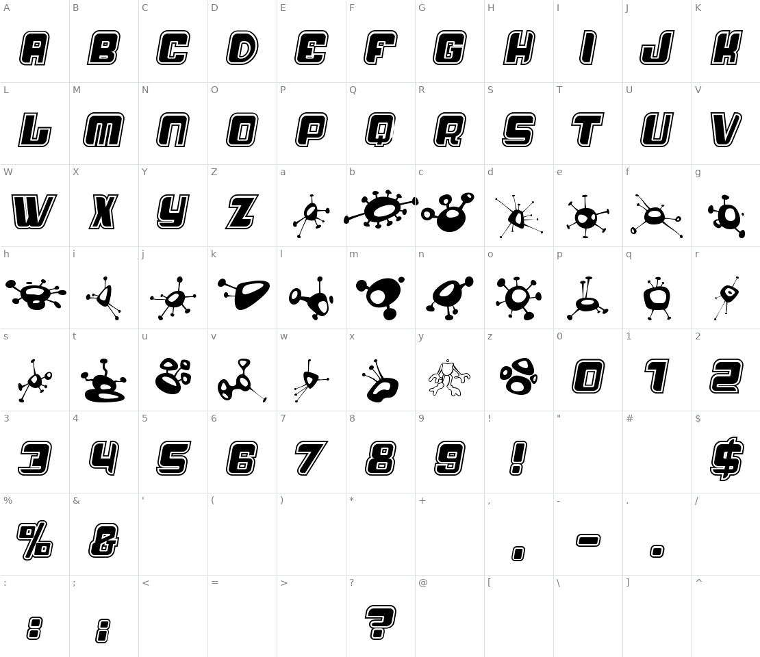 Character set for Alien Mushrooms