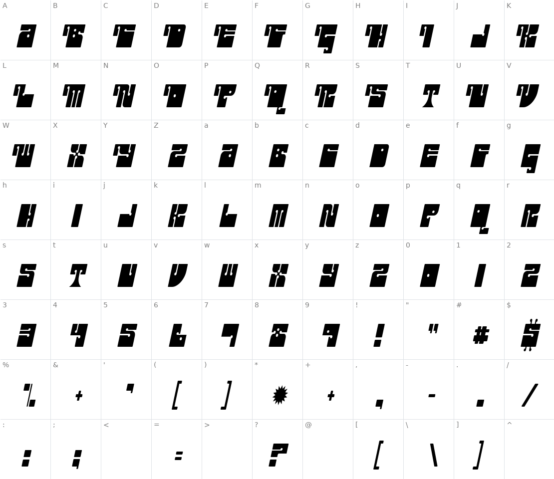 Character set for Outright Televism