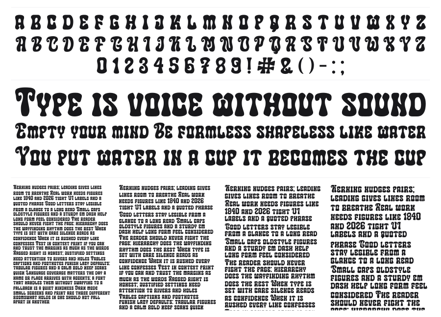Kalamaya specimen sheet
