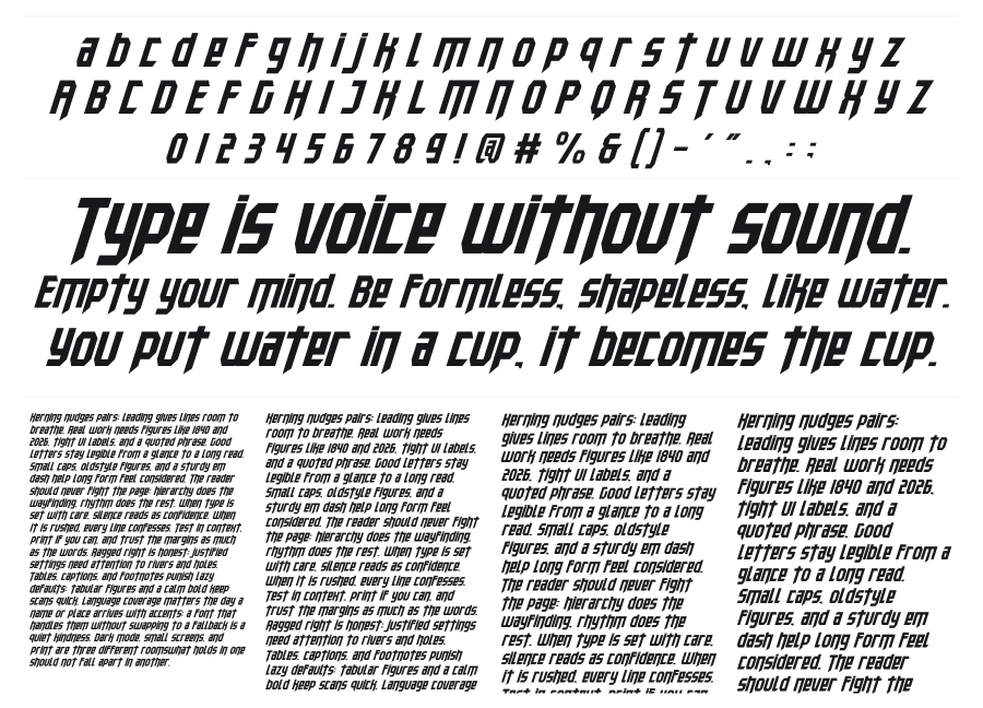 Voltec specimen sheet