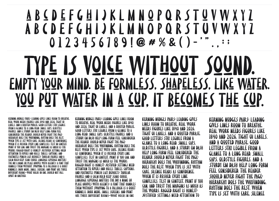 Limestone Ridge Press specimen sheet
