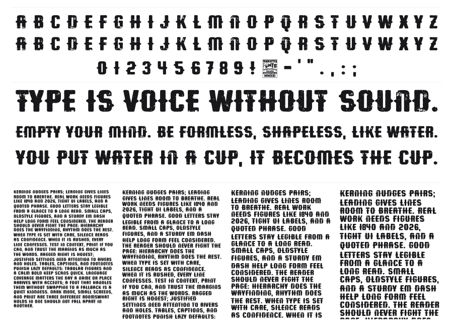 Fine and Hard specimen sheet