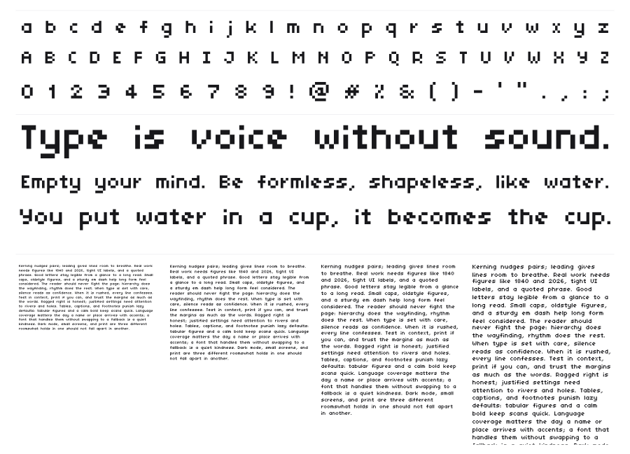 Tiny Unicode specimen sheet