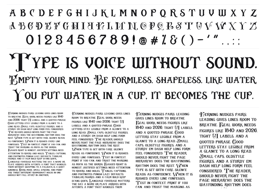 Russel Dexter specimen sheet