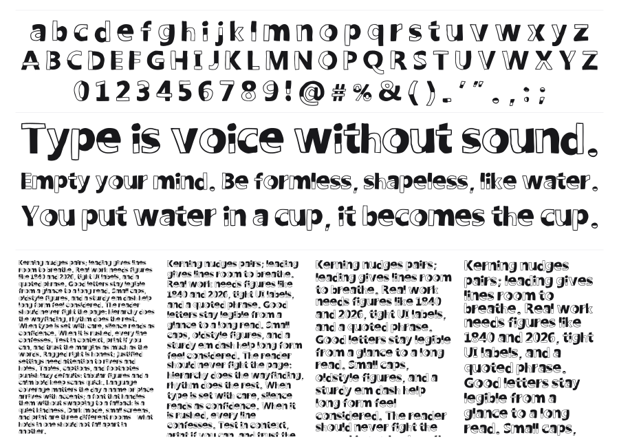 Woodcutter Delicada specimen sheet