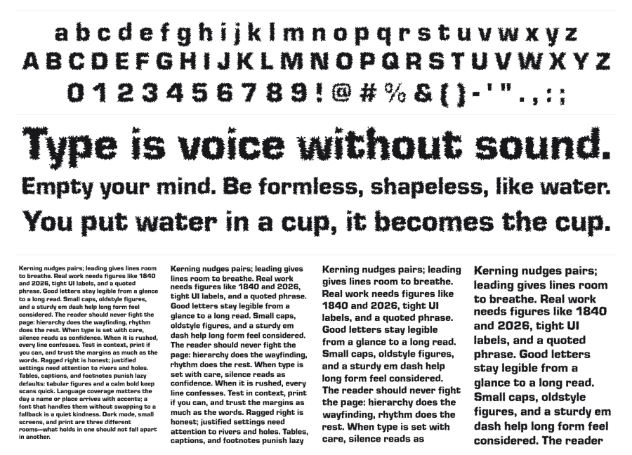 Shokkking Black specimen sheet