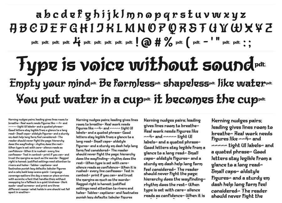 Yekow specimen sheet