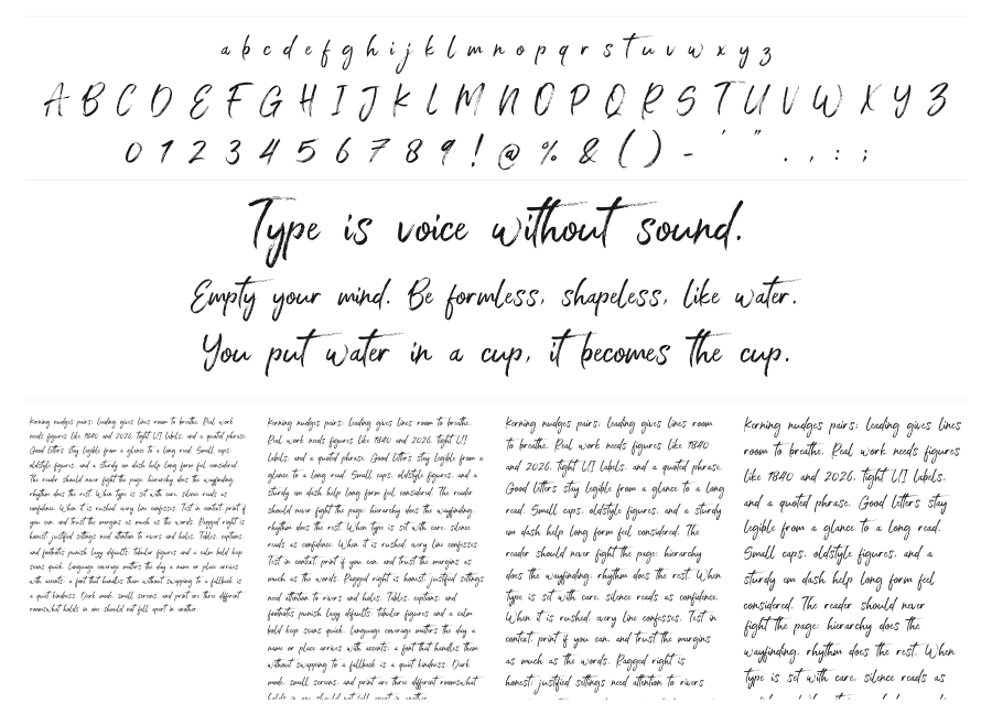 Arthure specimen sheet