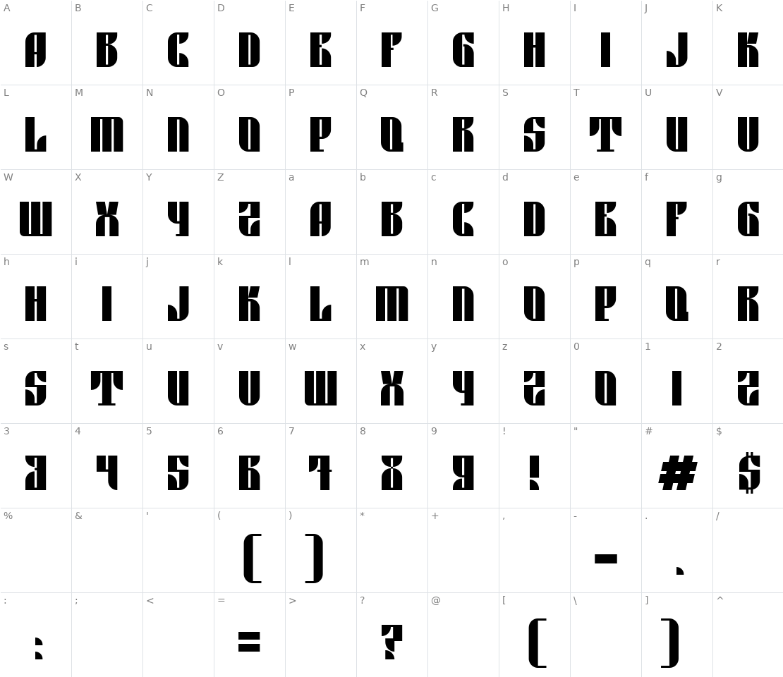 Character set for Black Skull