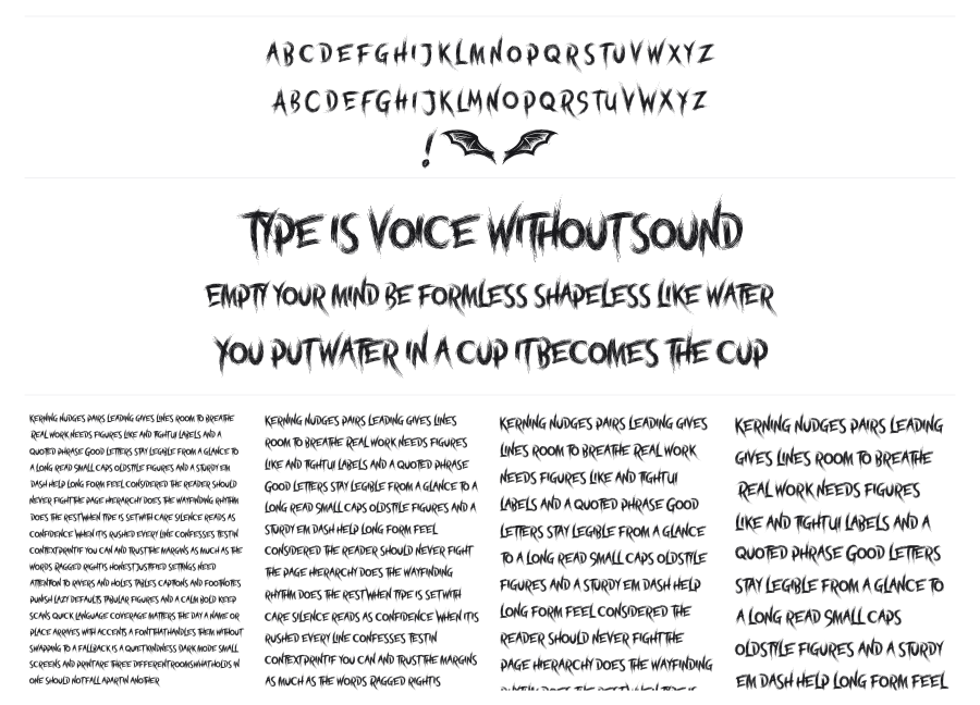 Nightcore specimen sheet
