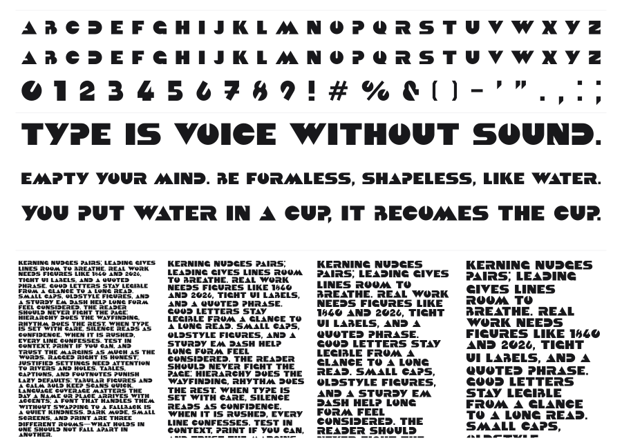 Kvadrat specimen sheet